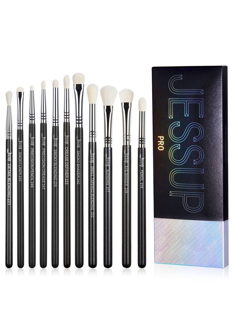 Jessup 11pcs Professional Eyeshadow Brush Set Black/Silver T340 - Image 1