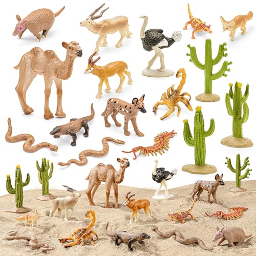 THINKBAY 16PCS Desert Animals Toys for Kids Includes Lizard Cactus Rattlesnake Komodo Dragon Figurines Desert Animals Figures for Diorama Cake Toppers Valentines Day Gifts for Kids - Image 1