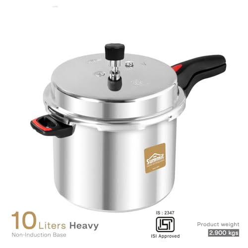 Summit Outer Lid 10 Litres Heavy Pressure Cooker with Non Induction Base Aluminium Pressure Cooker - Image 2