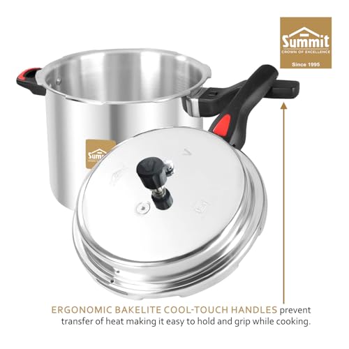 Summit Outer Lid 10 Litres Heavy Pressure Cooker with Non Induction Base Aluminium Pressure Cooker - Image 5