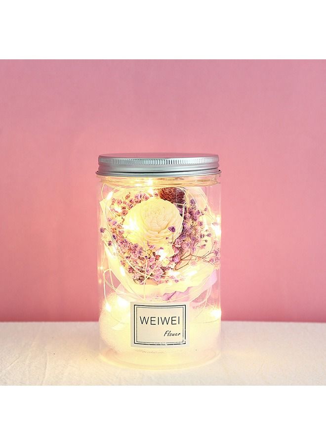Foam Flower Dried Gypsophila Flower Bottle Night Light Home Decor 