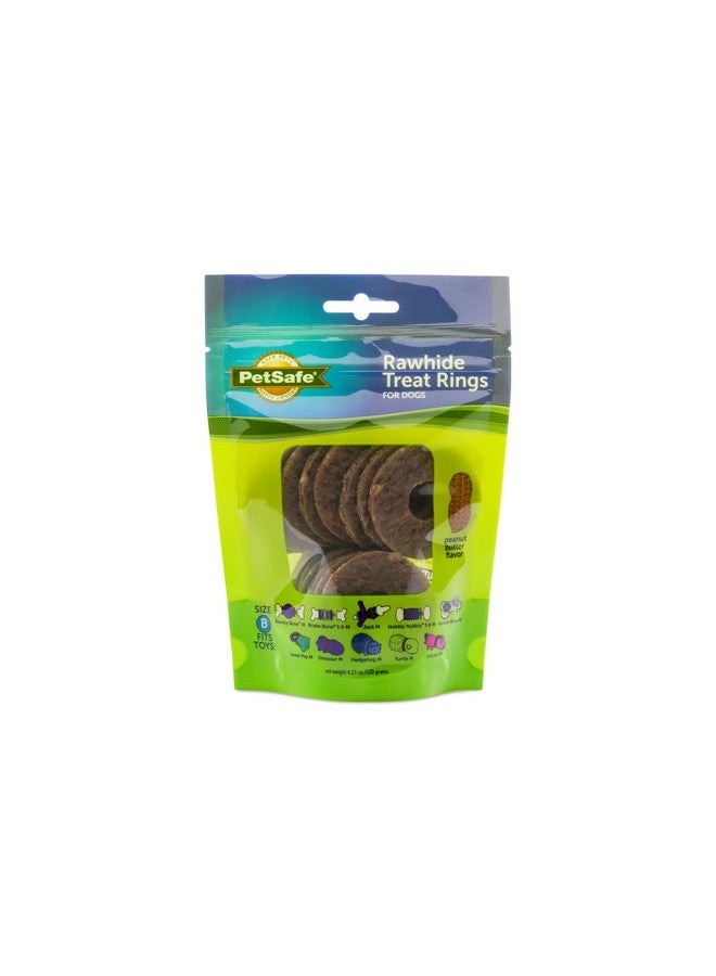 بيت سيف ® حلقات علاج من الجلد الخام الطبيعي، مقاس B، بنكهة زبدة الفول السوداني، حلقات علاج بديلة من Busy Buddy تحمل ألعابًا - Image 1