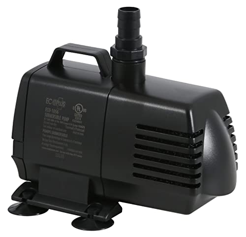 EcoPlus Eco 1056 Water Pump Fixed Flow Submersible Or Inline For Aquariums, Ponds, Fountains & Hydroponics - UL Listed, 1083 GPH, Black - Image 1