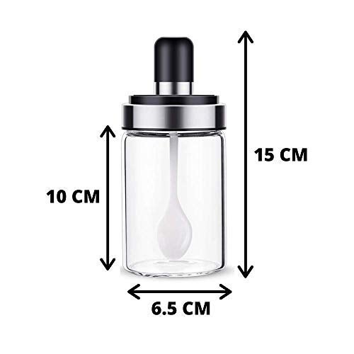Gopendra Borosilicate Glass Kitchen spoon Jar Set - 250 ml (Spoon lid Jar) - Image 2