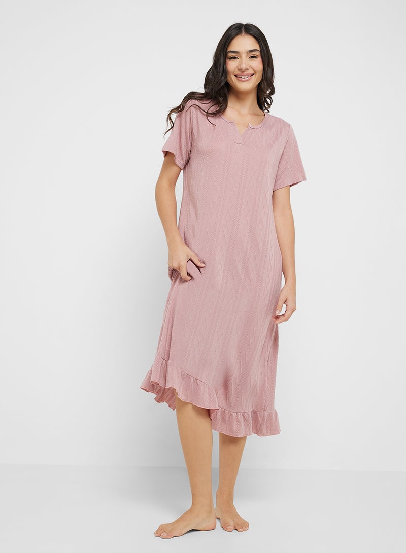 جينجر تيشيرت فستان ليلي بحافة مكشكشة - Image 4