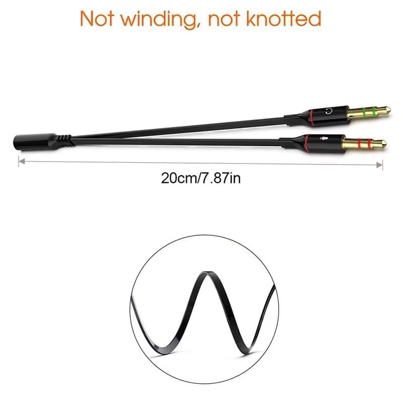 Mizi محول سماعات الرأس 2 حزمة لجهاز الكمبيوتر 3.5 مم أنثوي إلى 2 ذكر 3.5 مم كابل تقسيم الصوت ميكروفون جاك ستيريو سماعات الأذن منفذ سلك سماعة الألعاب لجهاز الكمبيوتر المحمول - أسود - Image 4