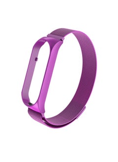 Metal Strap For XiaomiBand 6 5 Milanese Loop Three-bead Stainless Steel Mesh Strap Compatible For Xiaomi34 Smart Bracelet-Color:MAGNETIC MILAN-PURPLE-Specifications:Mi Band 3/4 Universal