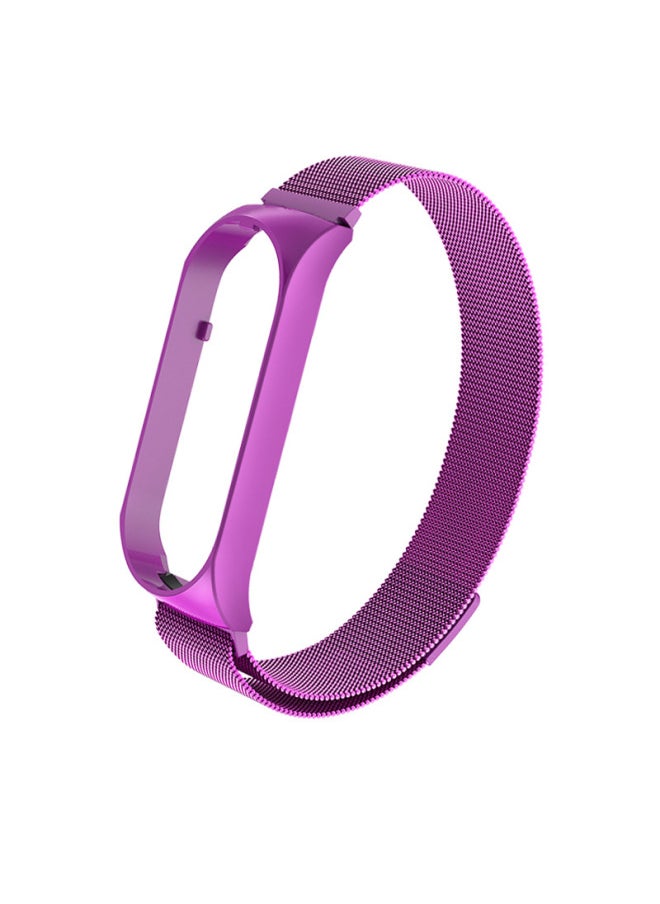 Generic - Metal Strap For XiaomiBand 6 5 Milanese Loop Three-bead Stainless Steel Mesh Strap Compatible For Xiaomi34 Smart Bracelet-Color:MAGNETIC MILAN-PURPLE-Specifications:Mi Band 3/4 Universal - Image 1