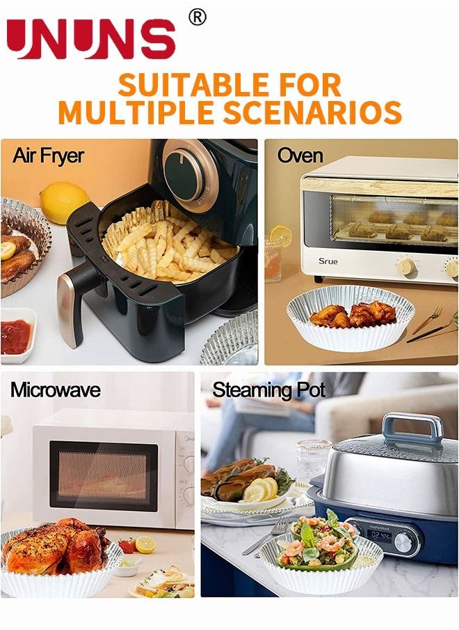 50 Pcs Air Fryer Disposable Liners,6.3inch Non-Stick Aluminum Foil Air Fryer Liners,Oil-proof Water-proof Air Fryer Liners,Food Grade Aluminum Foil For Baking,Frying,Grilling,Roasting Microwave
