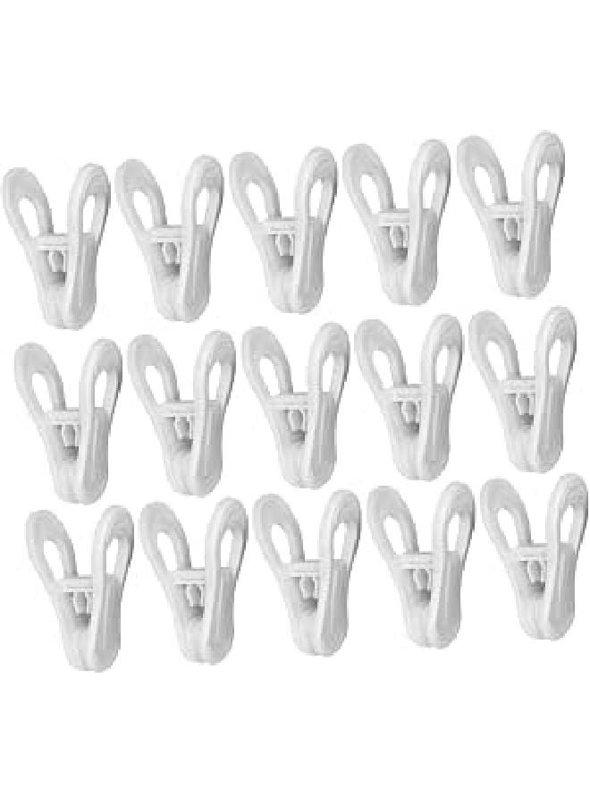 25 Pcs Plastic Windproof Lightweight Multi-Purpose Clothespins and Quilt Clips with Non-Slip Teeth for Clothesline Drying Socks Towels Underwear and Pants White - Image 1