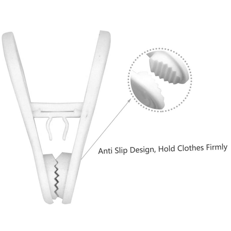 25 Pcs Plastic Windproof Lightweight Multi-Purpose Clothespins and Quilt Clips with Non-Slip Teeth for Clothesline Drying Socks Towels Underwear and Pants White - Image 5