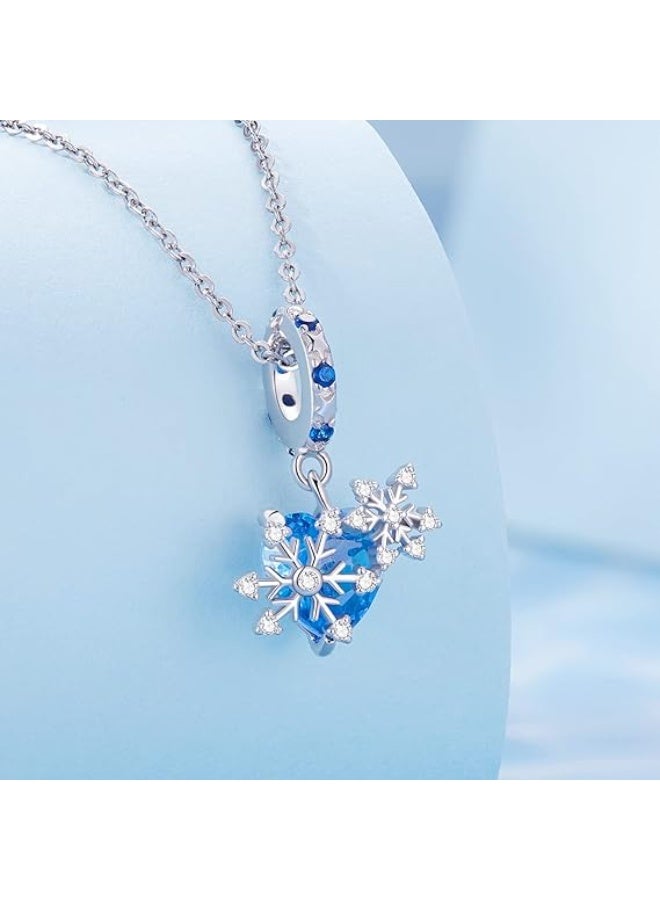 فولاي قلادة فضة عيار 925 على شكل قلب وندفة ثلج متلألئة – قطعة متعددة الاستخدام لسوار وقلادة – هدية عيد الميلاد للنساء - Image 5