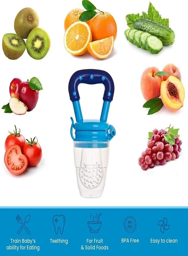Chopchi Silicone Fruit Feeder for Baby 6-12 Months/Baby Fruit Nibbler and Pacifier/Newborn Nipple Feeder (Pack of-2, Blue & Pink) - Image 5