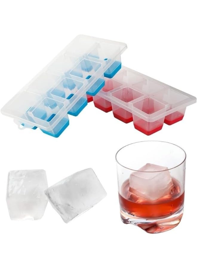 Genaric Rectangular Mini Classic Ice Cube Container with Lid - Convenient Filling - BPA-Free - Multicolour