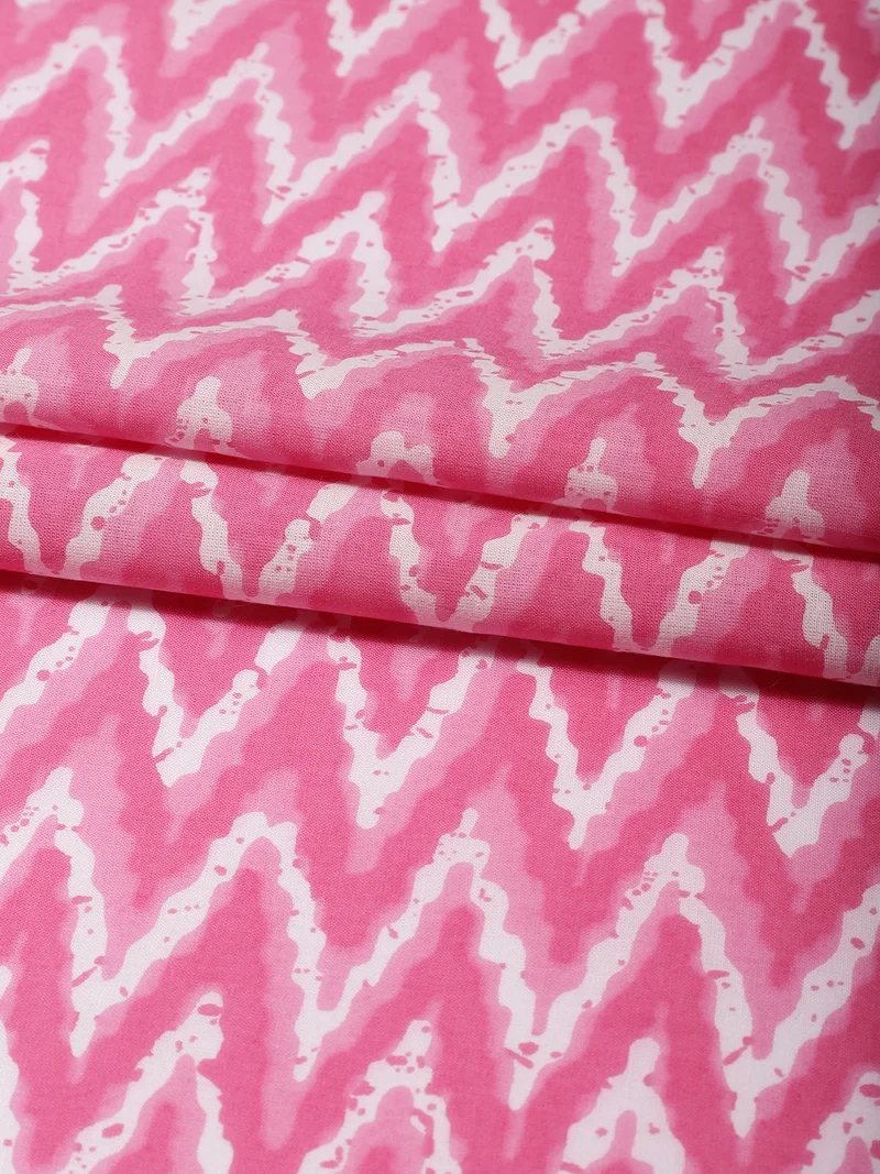 أيه كيه إس Pink Zig-Zag Print Fabric - One Meter