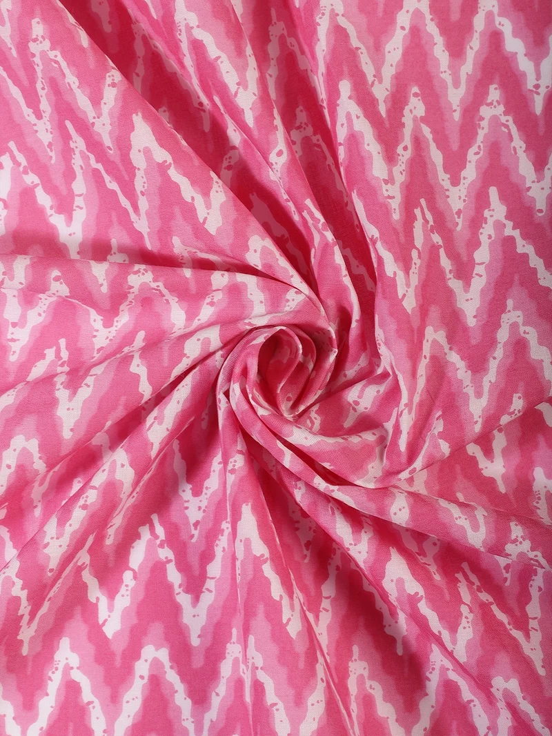أيه كيه إس Pink Zig-Zag Print Fabric - One Meter