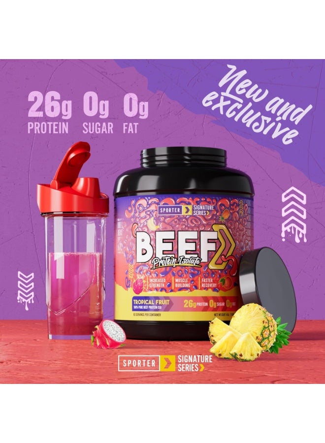 سبورتر بروتين لحم بقري معزول - فواكه استوائية، 4 أرطال | مسحوق بروتين لحم بقري مُحلل غني بالأحماض الأمينية ومحتوى عالٍ من البروتين - Image 2