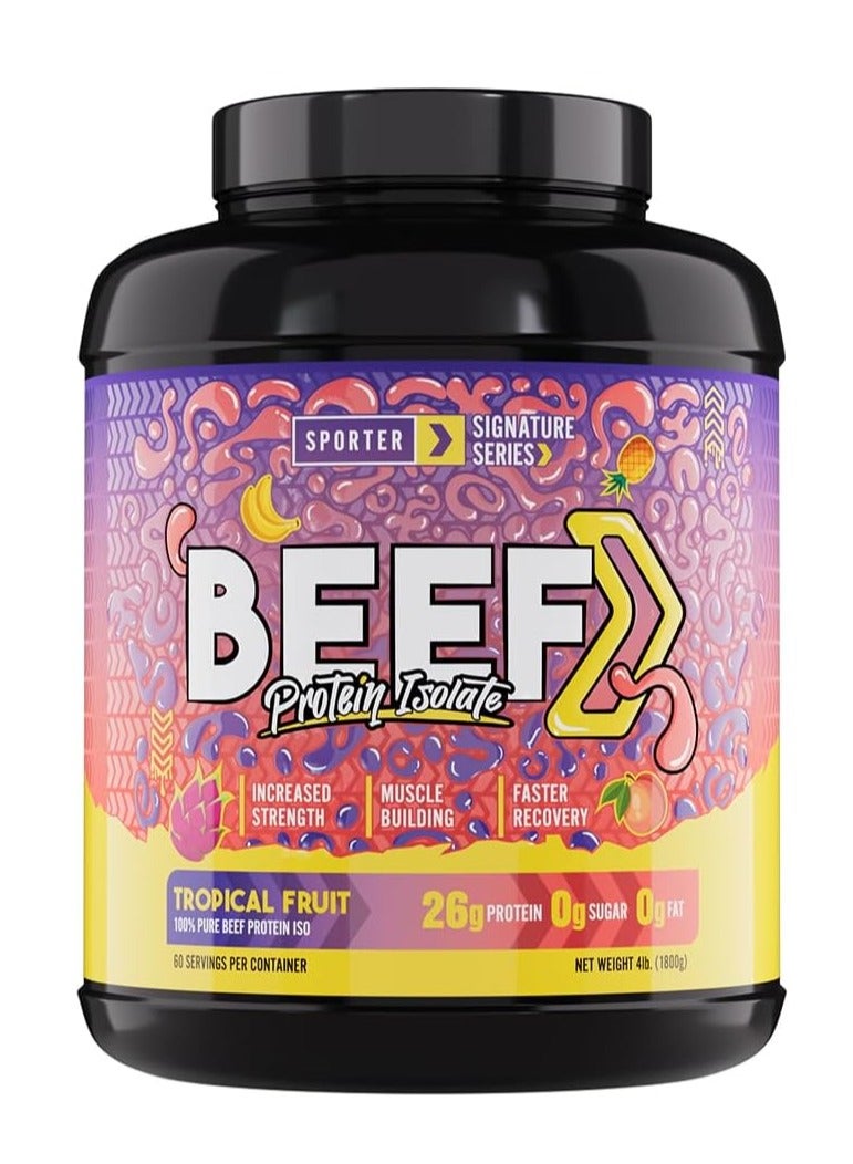 سبورتر بروتين لحم بقري معزول - فواكه استوائية، 4 أرطال | مسحوق بروتين لحم بقري مُحلل غني بالأحماض الأمينية ومحتوى عالٍ من البروتين - Image 1