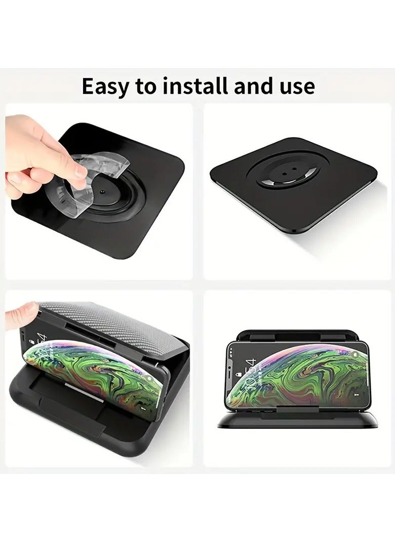 Universal Car Phone Mount - ABS Material, Dashboard Suction Pad, Waterproof, Adjustable Smartphone Cradle, Anti-Slip Silicone, Rectangle Shape, Compatible with Auto Vehicles