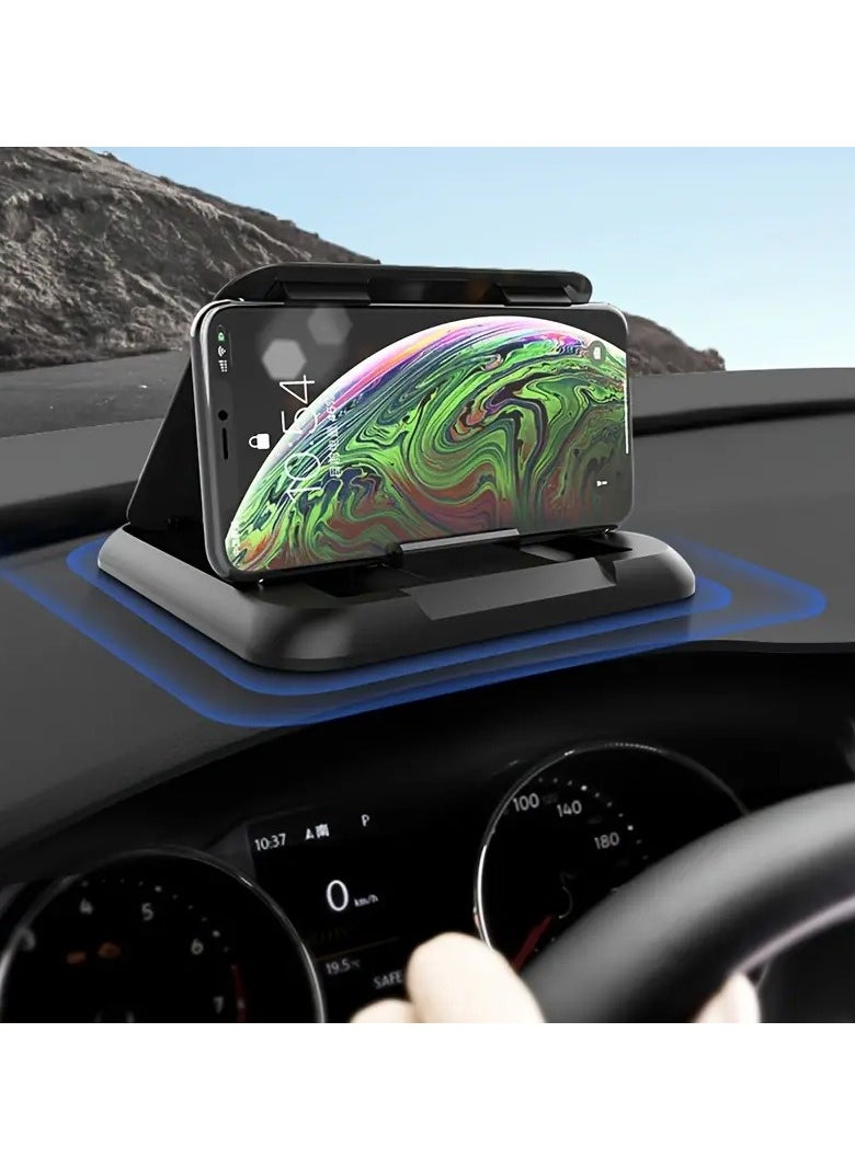 Universal Car Phone Mount - ABS Material, Dashboard Suction Pad, Waterproof, Adjustable Smartphone Cradle, Anti-Slip Silicone, Rectangle Shape, Compatible with Auto Vehicles