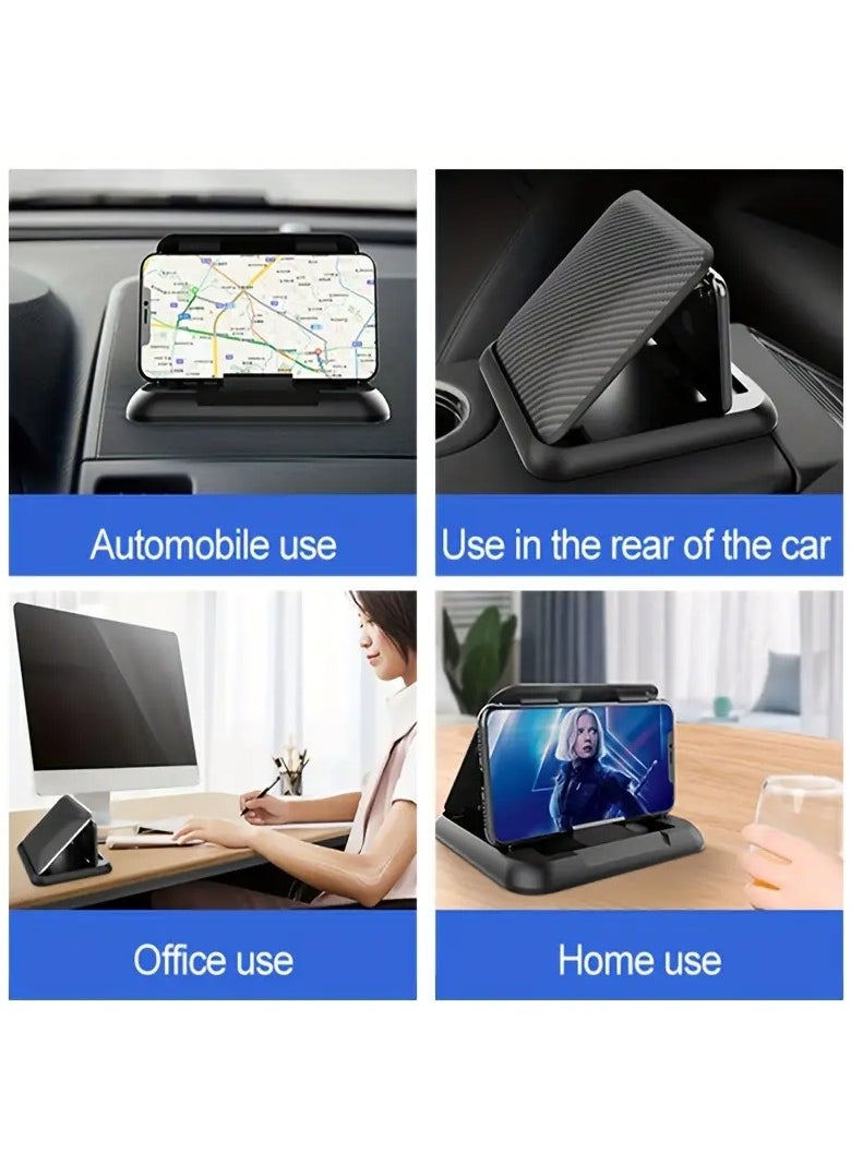 Universal Car Phone Mount - ABS Material, Dashboard Suction Pad, Waterproof, Adjustable Smartphone Cradle, Anti-Slip Silicone, Rectangle Shape, Compatible with Auto Vehicles