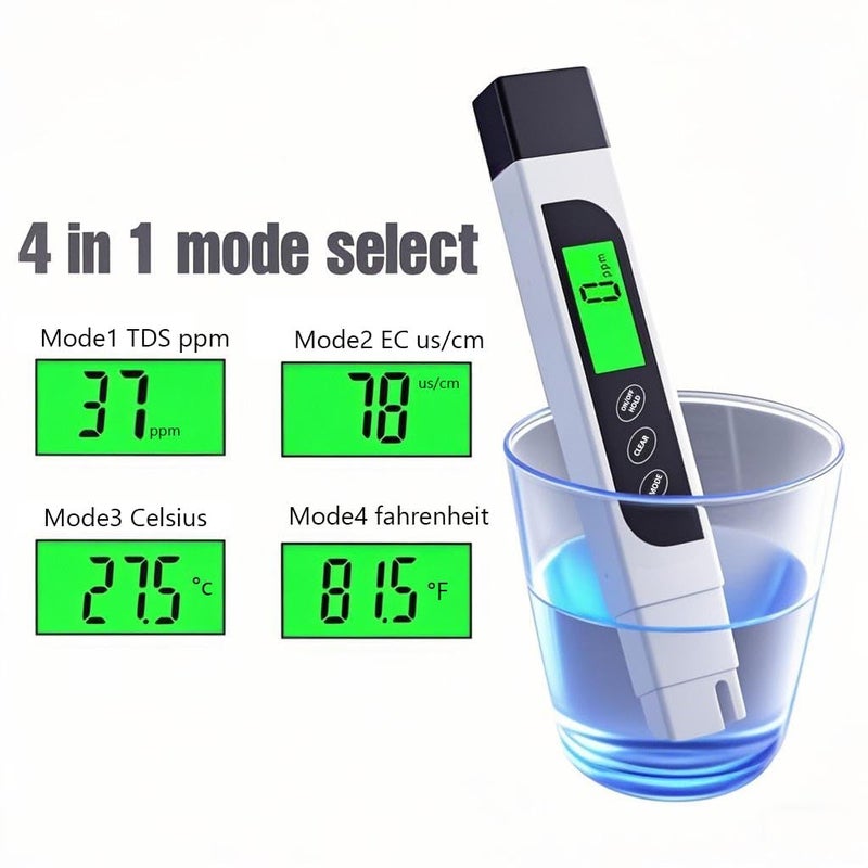 Lxuemlu جهاز قياس TDS الرقمي لمياه الشرب، لكسوملو الاحترافي 3 في 1 TDS، درجة الحرارة و EC مع حقيبة حمل، 0-9999 جزء في المليون، جهاز قياس ppm المثالي لمياه الشرب، الأحواض المائية وأكثر - Image 3