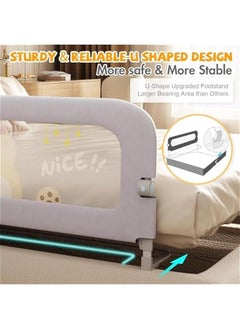 Gonice Bed Guard Rail for Toddlers, 60 inches Lift Foldable Toddler Bed Rails for Kids,Portable Baby Bed Rails Guard Bumper for Baby Kids，Full Size, Queen, King Size Bed  - Image 3