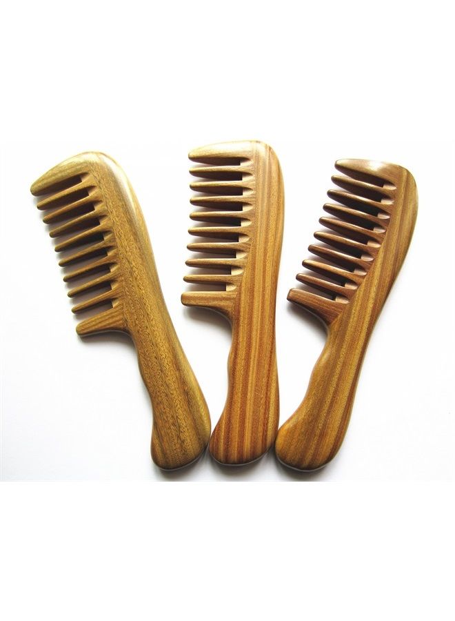 Myhsmooth Gsp-2w-wt Wide Tooth Wood Handmade Natural Green Sandalwood No Static Comb with Wavy Handle with Aromatic Scent for Detangling Curly Hair and Gift(7.4") - Image 5