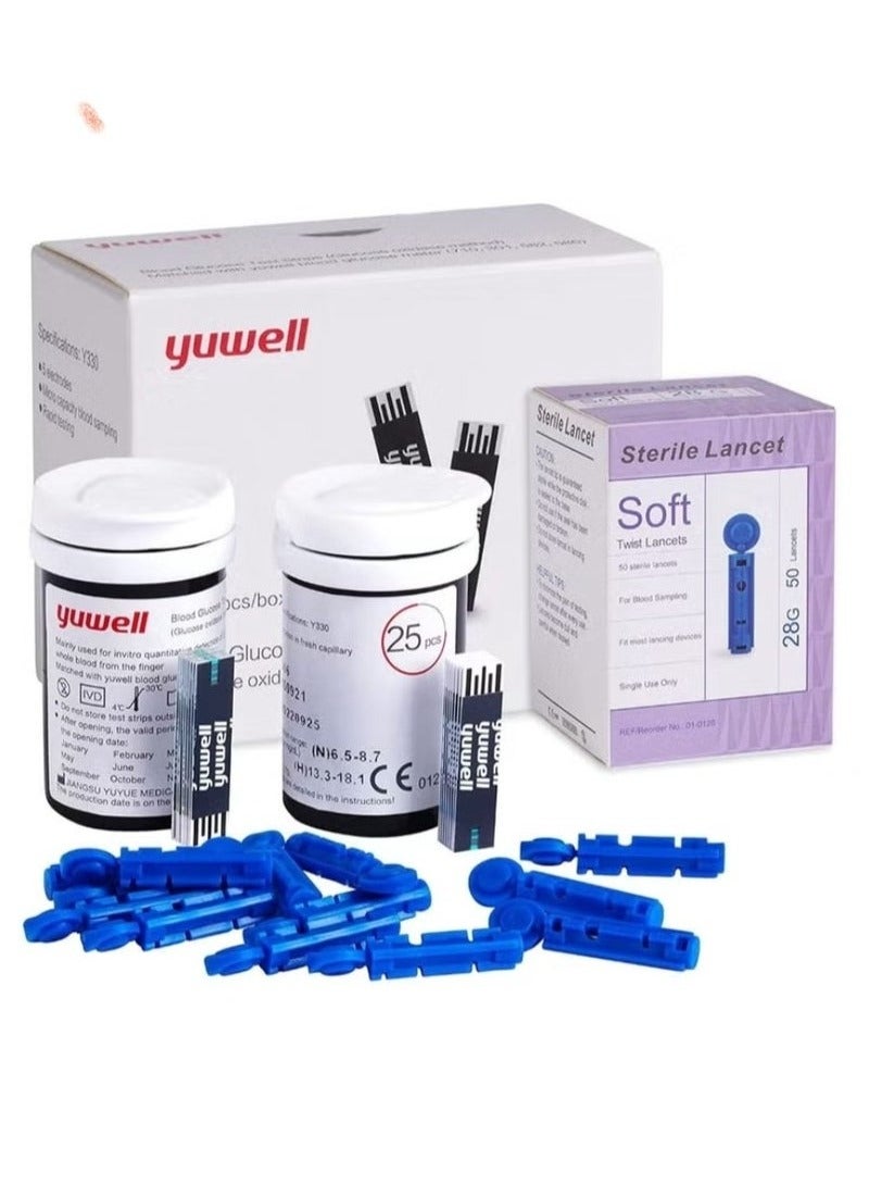 يوويل مجموعة مكونة من جهاز قياس نسبة السكر في الدم مع علبتين شرائط قياس السكر وعلبتين إبر وخز. - Image 2