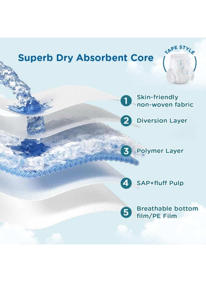 mee mee Mee Mee Premium Baby Tape Style Diapers, Breathable Small