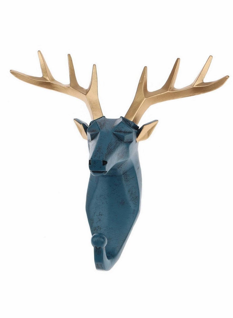 Y&D Crafts Home Wall Decoration Elegant Animal Head Deer Blue Resin Cartoon Hook Jewelry Key Scarf Bag Hanger Robes Coat Rack for Living Room Bedroom - Image 2