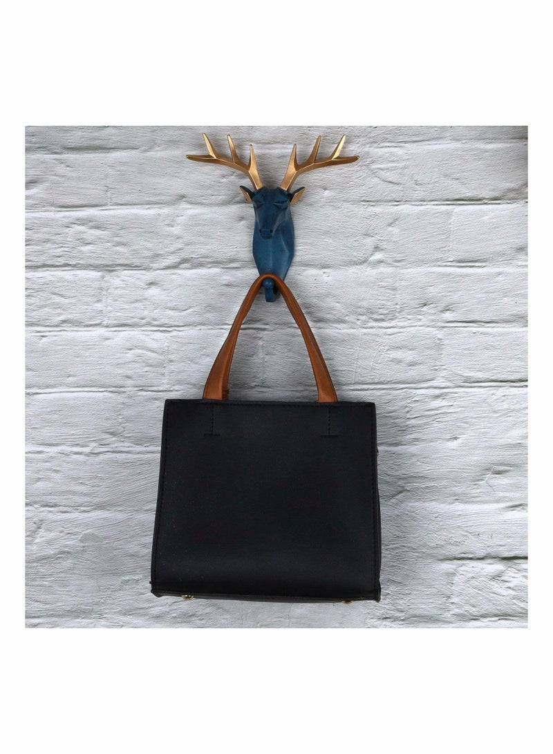 Y&D Crafts Home Wall Decoration Elegant Animal Head Deer Blue Resin Cartoon Hook Jewelry Key Scarf Bag Hanger Robes Coat Rack for Living Room Bedroom - Image 4