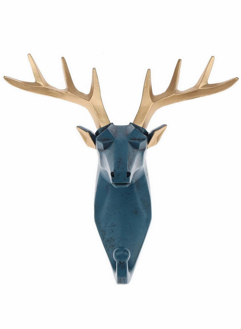 Y&D Crafts Home Wall Decoration Elegant Animal Head Deer Blue Resin Cartoon Hook Jewelry Key Scarf Bag Hanger Robes Coat Rack for Living Room Bedroom - Image 1