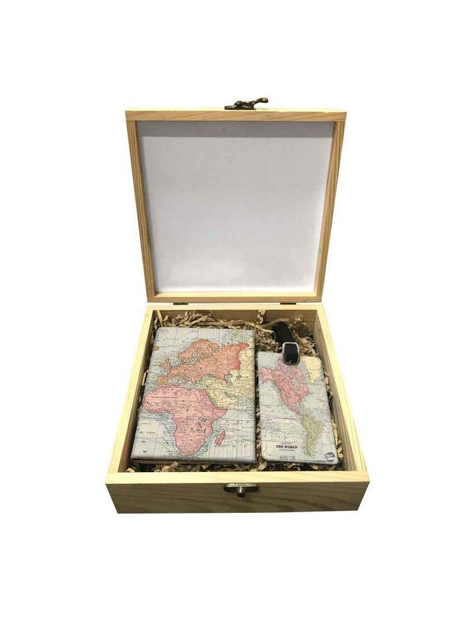 Nutcase Designer Passport Holder for Men Women Passport Cover Luggage Tag Wooden Gift Box Set - The World Map - Image 2