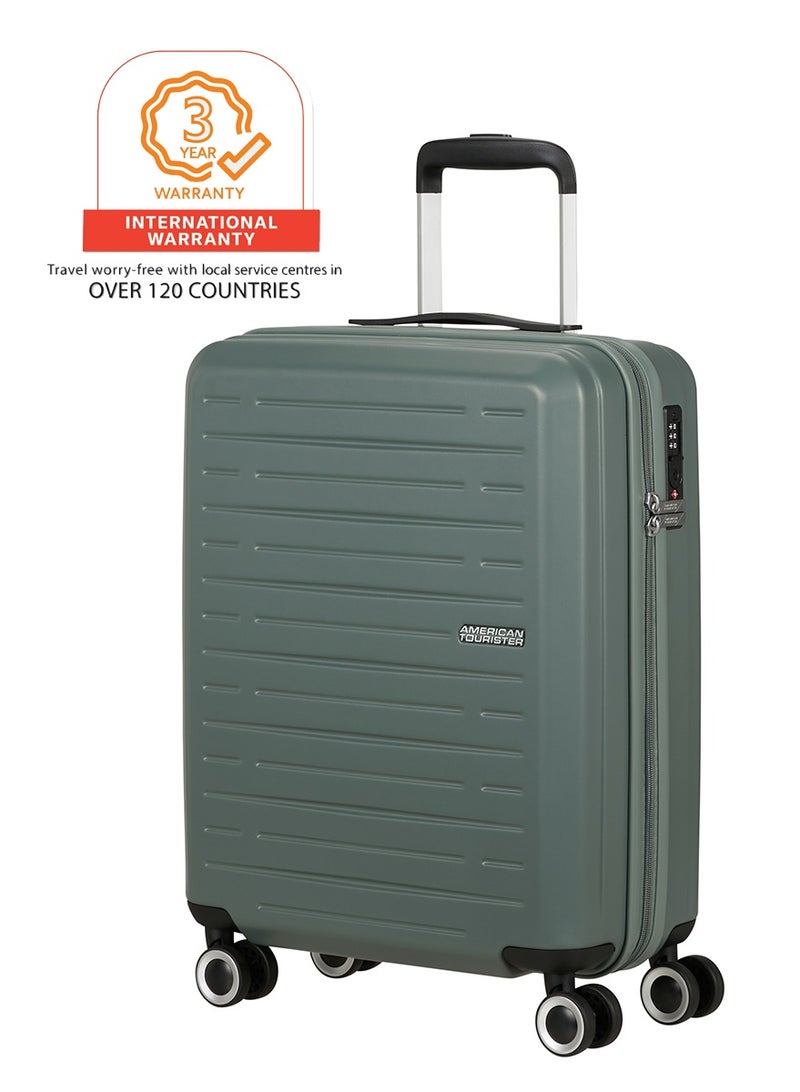 AMERICAN TOURISTER Aerojoy Suitcase, Cabin Size 55 cm / 20 inch, 4 Wheels, Hard Top, ABS, Dark Forest|TSA Lock|Inner Mesh Zippered Divider|Cross Ribbons|Lightweight - 3 Years International Warranty - Image 1