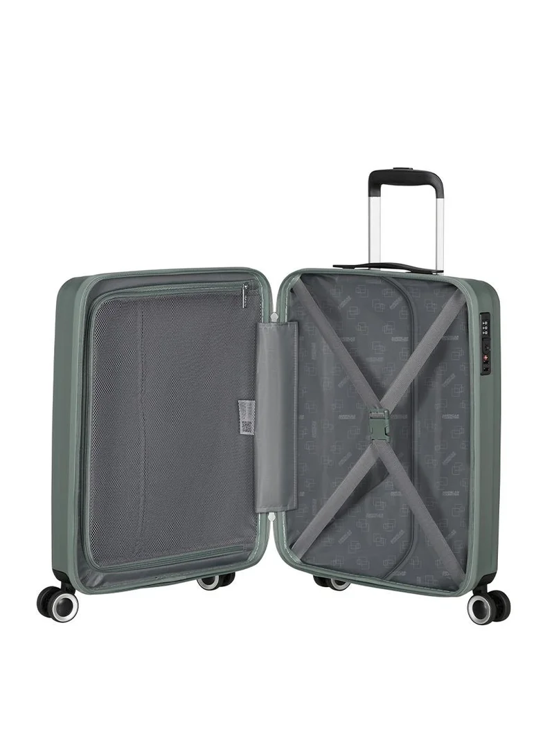 AMERICAN TOURISTER 55 cm / 20 inch Aerojoy Suitcase, Cabin Size 55 cm / 20 inch, 4 Wheels, Hard Top, ABS, Dark Forest|TSA Lock|Inner Mesh Zippered Divider|Cross Ribbons|Lightweight - 3 Years International Warranty  | Best Price UAE