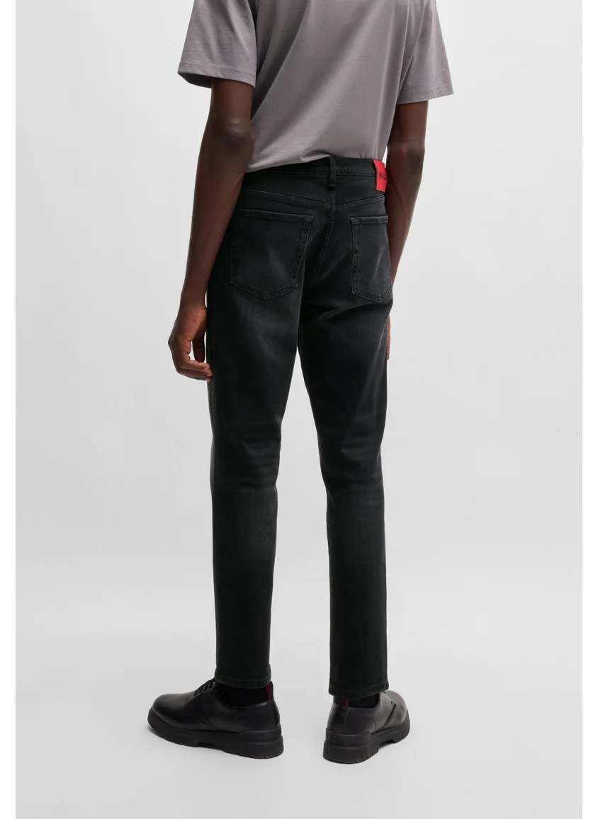 HUGO Tapered-fit jeans in black-black stretch denim