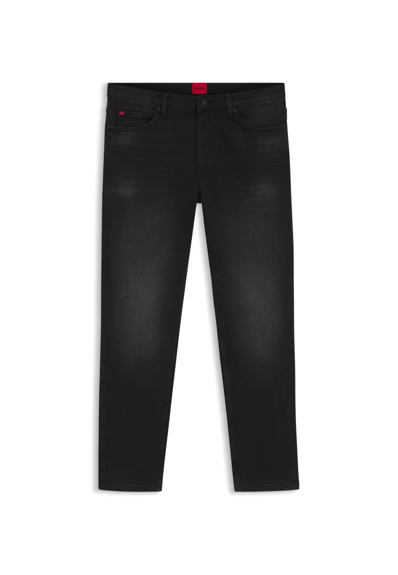 HUGO Black Tapered-fit jeans in black stretch denim for Men | Best Price UAE