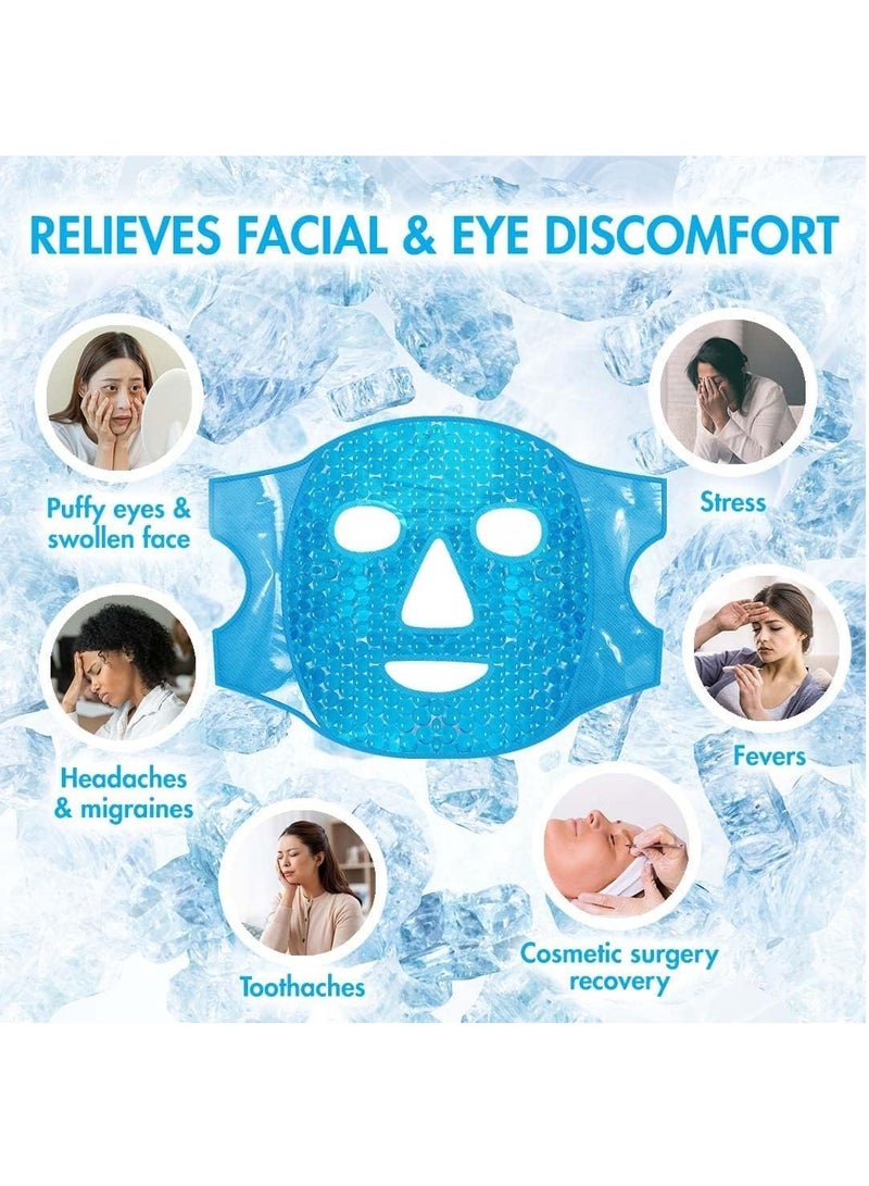 GUDOO مجموعة قناع الوجه والعينين بالجيل: يشمل قناع بالجيل يمكن استخدامه ساخنًا أو باردًا، يقدم تجربة منعشة للوجه والعينين، ويعمل كعلاج بارد وساخن لتخفيف التوتر، الصداع، وانتفاخ العينين والحقائب تحت العين. - Image 3