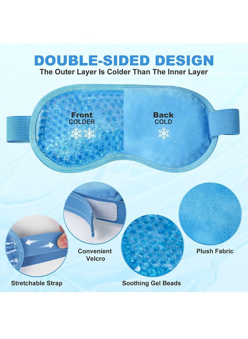 GUDOO مجموعة قناع الوجه والعينين بالجيل: يشمل قناع بالجيل يمكن استخدامه ساخنًا أو باردًا، يقدم تجربة منعشة للوجه والعينين، ويعمل كعلاج بارد وساخن لتخفيف التوتر، الصداع، وانتفاخ العينين والحقائب تحت العين. - Image 4