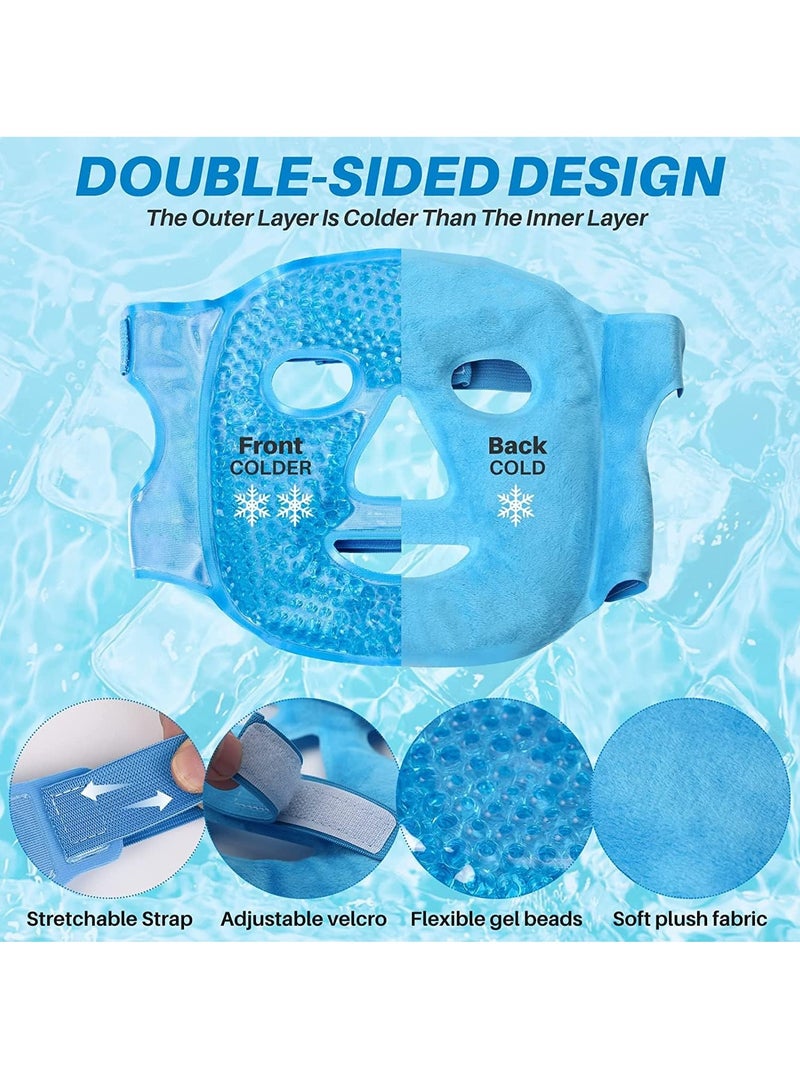 GUDOO مجموعة قناع الوجه والعينين بالجيل: يشمل قناع بالجيل يمكن استخدامه ساخنًا أو باردًا، يقدم تجربة منعشة للوجه والعينين، ويعمل كعلاج بارد وساخن لتخفيف التوتر، الصداع، وانتفاخ العينين والحقائب تحت العين. - Image 2