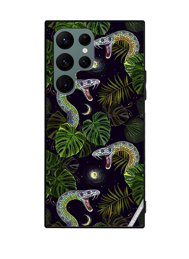 VR CREATIVE Protective Case Cover For Samsung Galaxy S22 Ultra 5G Embroidery Snakes, Night Sky And Tropical Palm Leaves Design Multicolour - Image 1