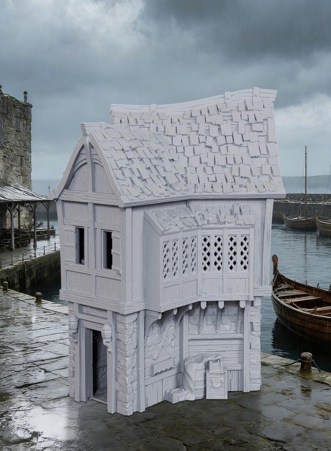 AUSPDICE RPG Terrain 25mm Scale Unpainted Stone & Woodwork TTRPG Buildings, Multi-Level Harbor Scenery for Dungeons and Dragons, Trench Crusade & Epic Wargames - Dock Buildings B（AF1154B - Image 2