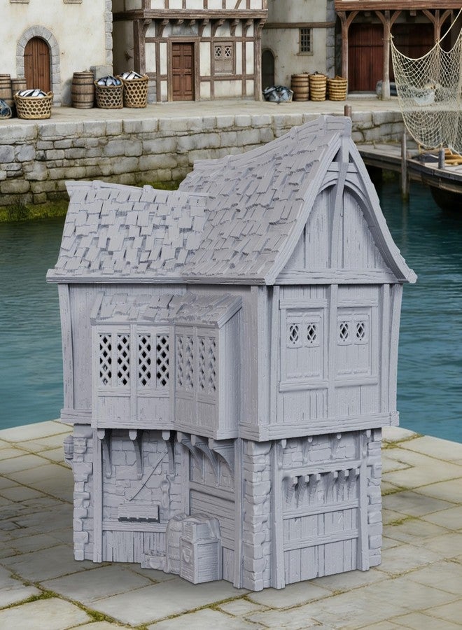 AUSPDICE RPG Terrain 25mm Scale Unpainted Stone & Woodwork TTRPG Buildings, Multi-Level Harbor Scenery for Dungeons and Dragons, Trench Crusade & Epic Wargames - Dock Buildings B（AF1154B - Image 4