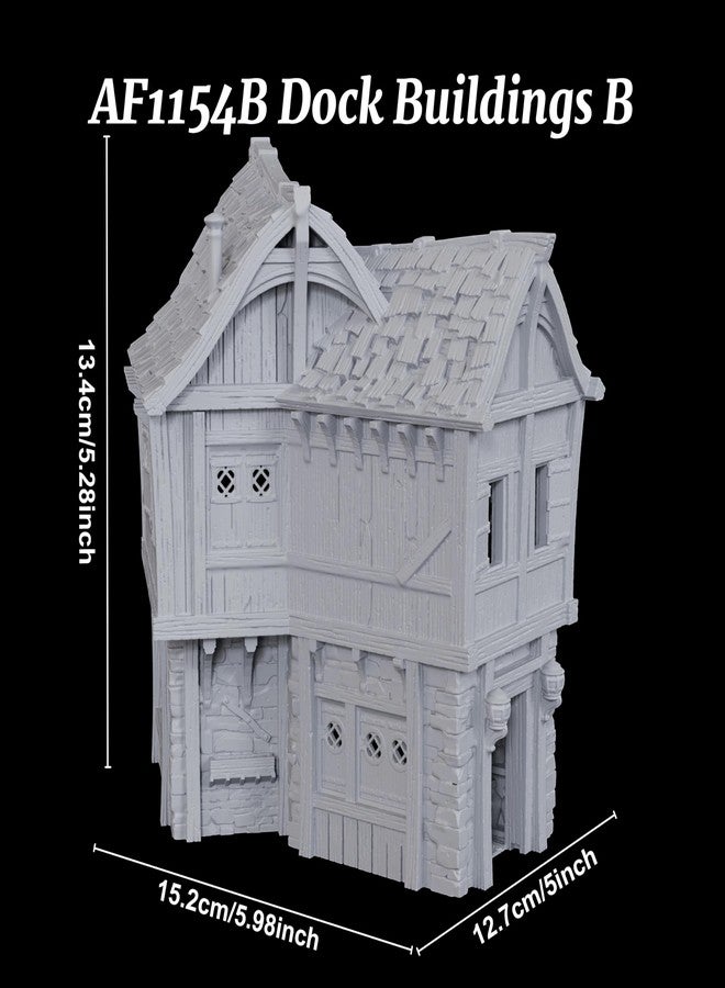 AUSPDICE RPG Terrain 25mm Scale Unpainted Stone & Woodwork TTRPG Buildings, Multi-Level Harbor Scenery for Dungeons and Dragons, Trench Crusade & Epic Wargames - Dock Buildings B（AF1154B - Image 5