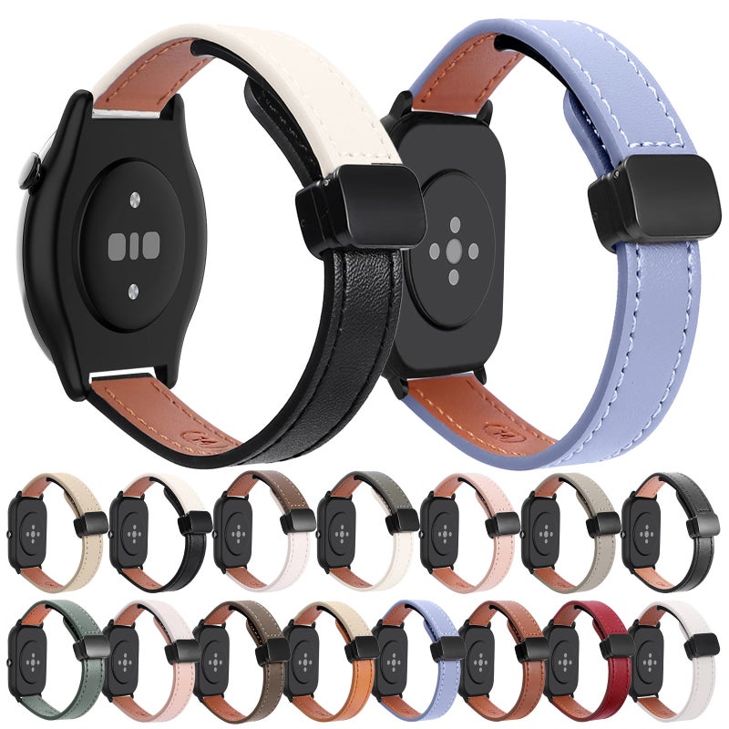 إيروريكس لساعة Amazfit Gts4 Mini Slim بمشبك مغناطيسي 20 مم من الجلد المصنوع من الألياف الدقيقة (لون المشمش الكريمي) - Image 5