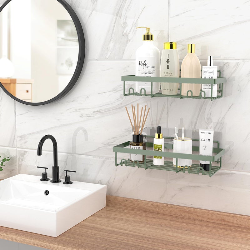 Moforoco Shower Caddy Shelf Organizer Rack Self Resform Black Bathroom Sgenn - Image 2