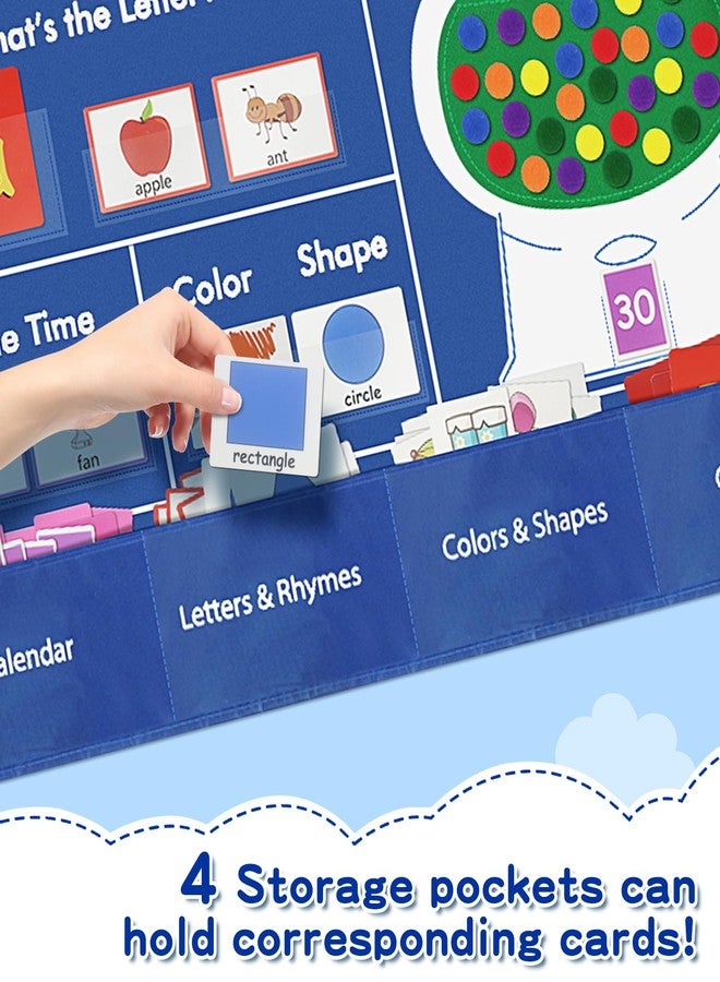 Jenlan Educational Pocket Chart, 39.76 x 39.76 inches Circle Time Learning Center Pocket Chart Learning Center Classroom Pocket Chart Circle Time Learning Calendar Weather Counting Letter Color Shape - Image 5