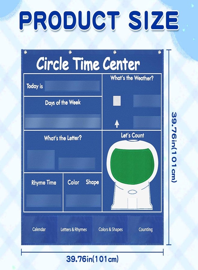Jenlan Educational Pocket Chart, 39.76 x 39.76 inches Circle Time Learning Center Pocket Chart Learning Center Classroom Pocket Chart Circle Time Learning Calendar Weather Counting Letter Color Shape - Image 2