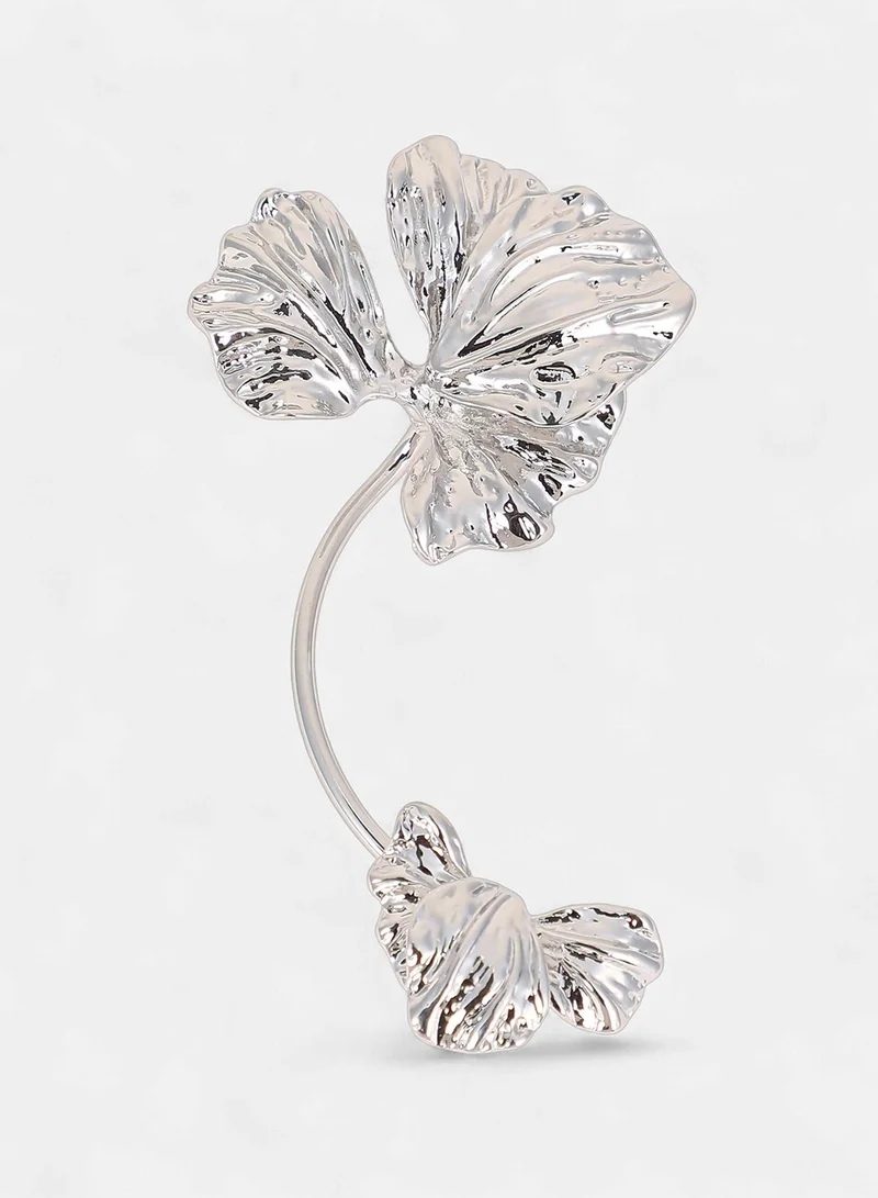 Sohi  Women The Withering-Petal Cuff Earrings | Metallic Silver Colour | One-Size | Metallic Alloy Material | Slip On Closure | Earrings For Casual & Evening Wear for Women | Best Price UAE